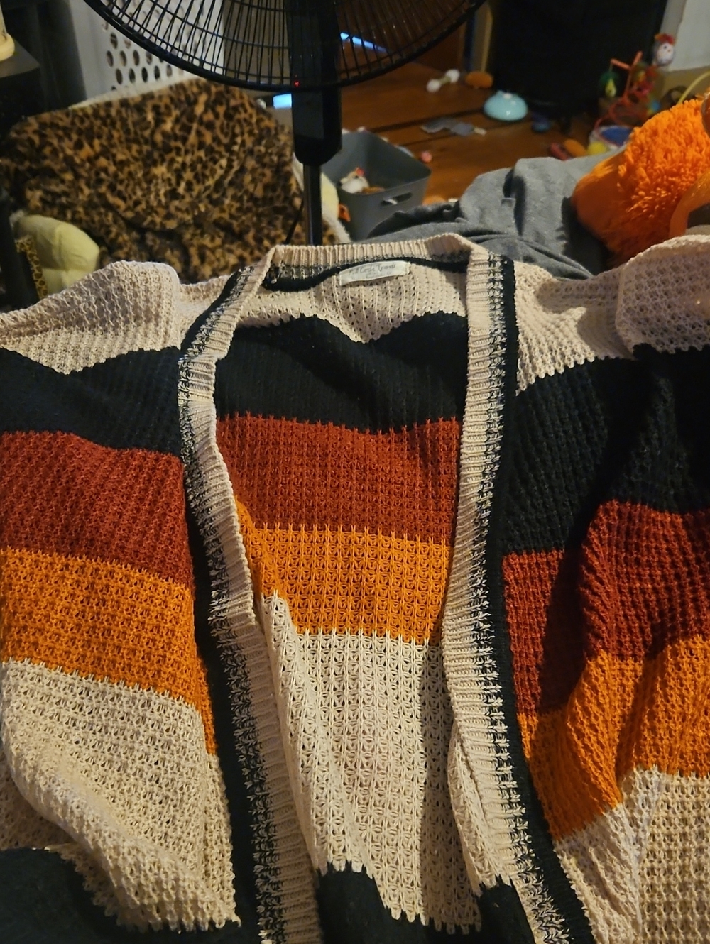 Striped Open-Front Knit Cardigan - Multi Color